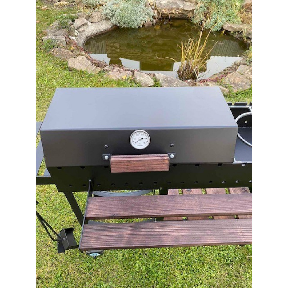 Мангал-барбекю 5 мм посилений з термометром, решіткою-гриль та підставкою під казан