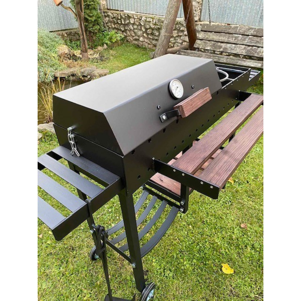 Мангал-барбекю 5 мм посилений з термометром, решіткою-гриль та підставкою під казан