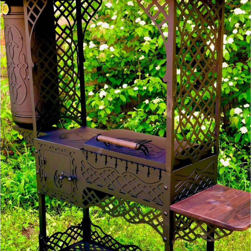 Мангал-барбекю коптильня з пічкою під казан LEGENDA