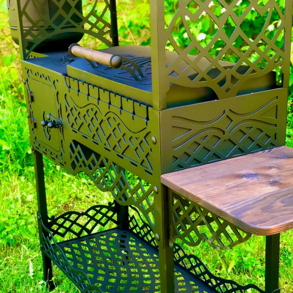 Мангал-барбекю коптильня з пічкою під казан LEGENDA