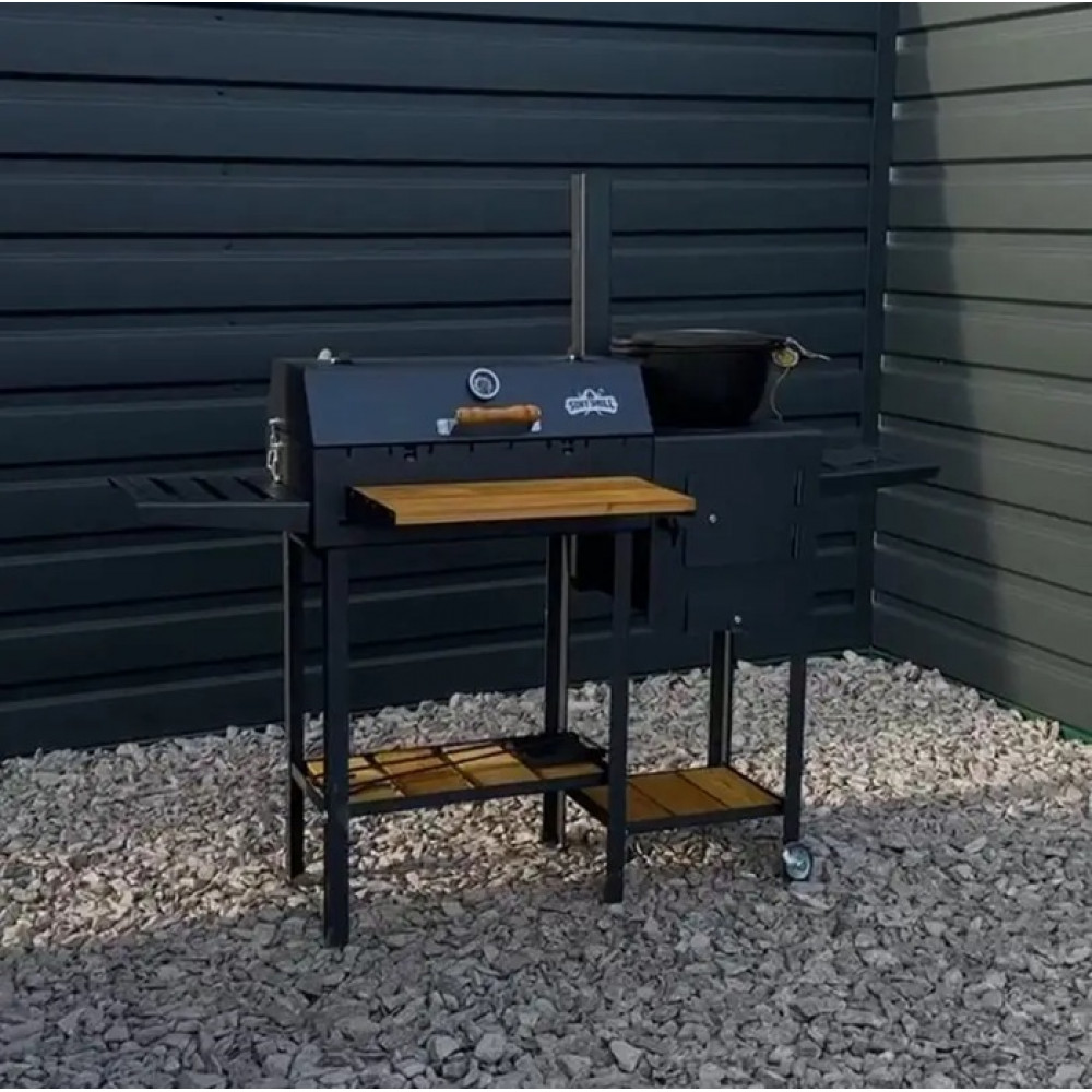 Мангал-гриль 4 мм з пічкою для казана на 8 шампурів