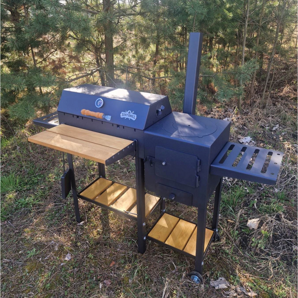 Мангал-гриль 4 мм з пічкою для казана на 8 шампурів