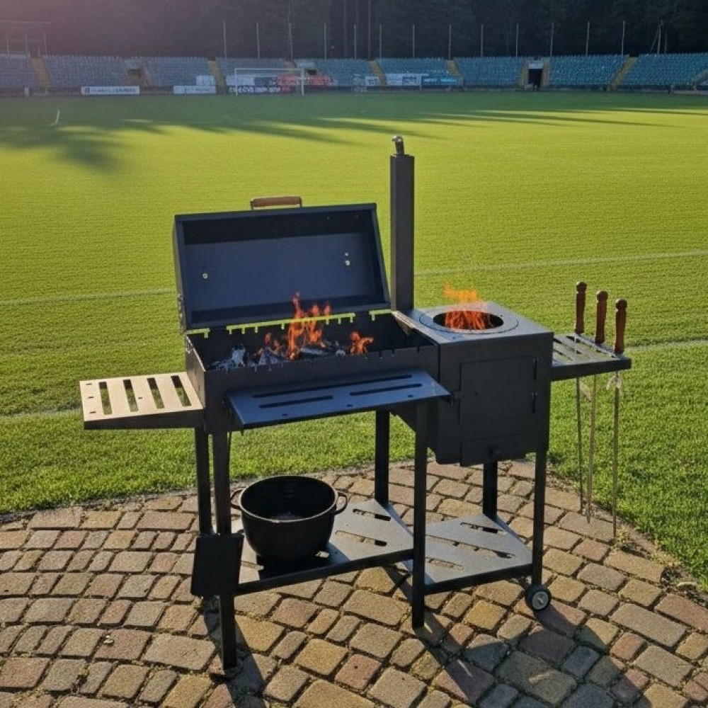 Мангал-гриль 4 мм з пічкою для казана на 8 шампурів