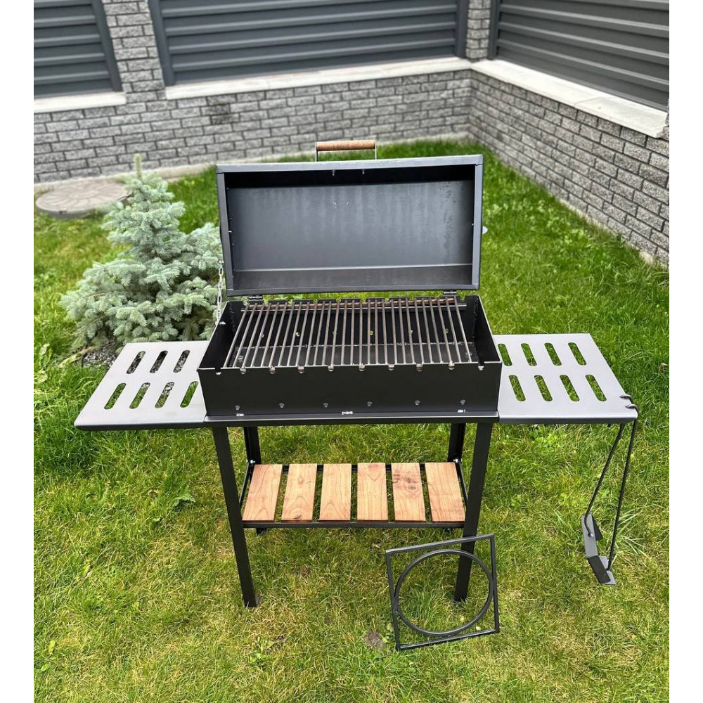 Мангал-гриль 4 мм посилений на 10 шампурів з решіткою-гриль