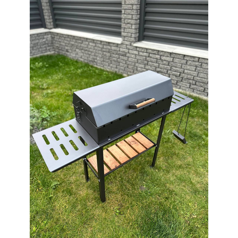 Мангал-гриль 4 мм посилений на 10 шампурів з решіткою-гриль