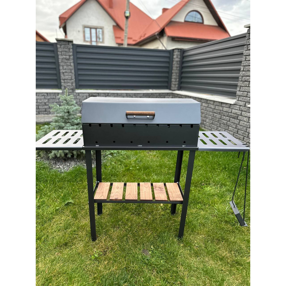 Мангал-гриль 4 мм посилений на 10 шампурів з решіткою-гриль