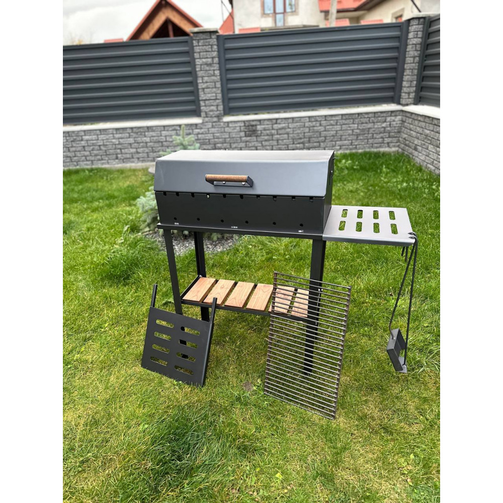 Мангал-гриль 4 мм посилений на 10 шампурів з решіткою-гриль