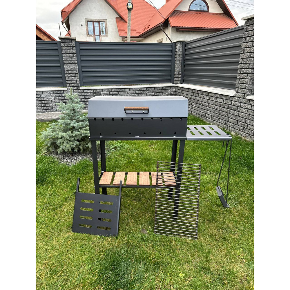 Мангал-гриль 4 мм посилений на 10 шампурів з решіткою-гриль