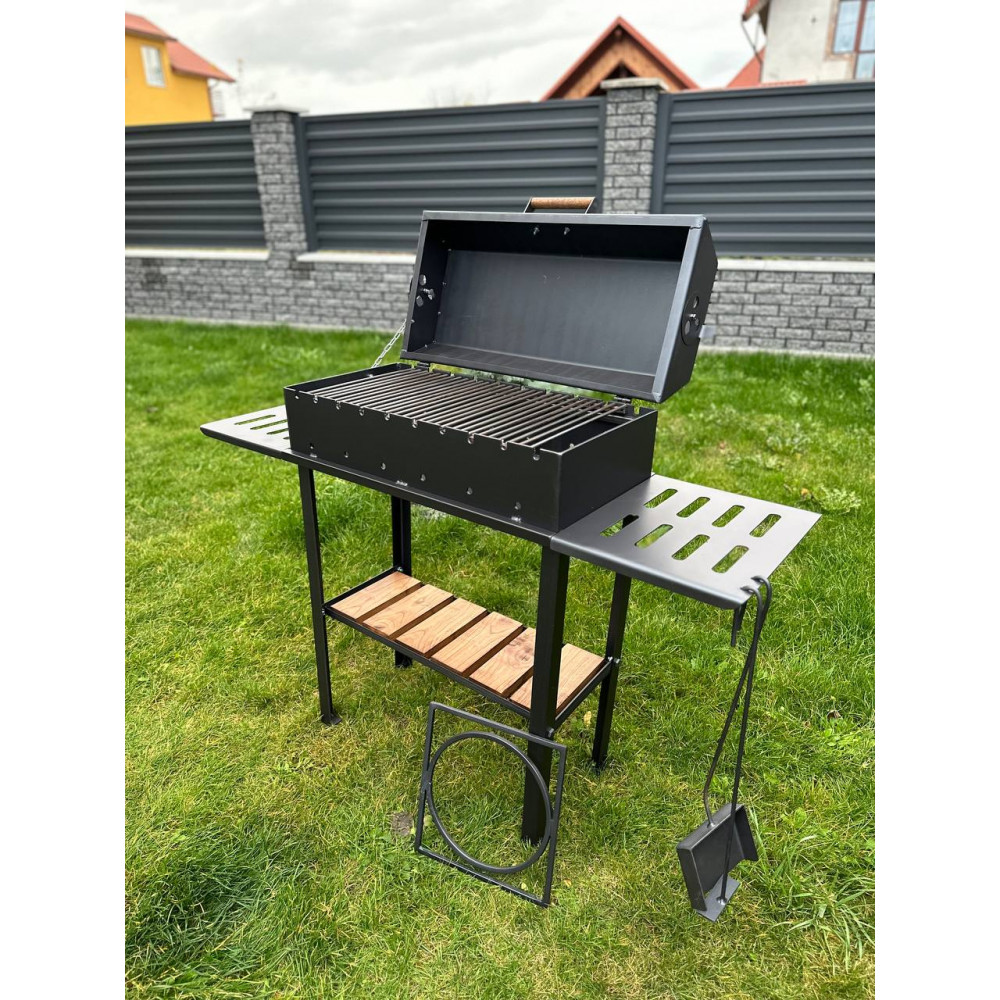 Мангал-гриль 4 мм посилений на 10 шампурів з решіткою-гриль