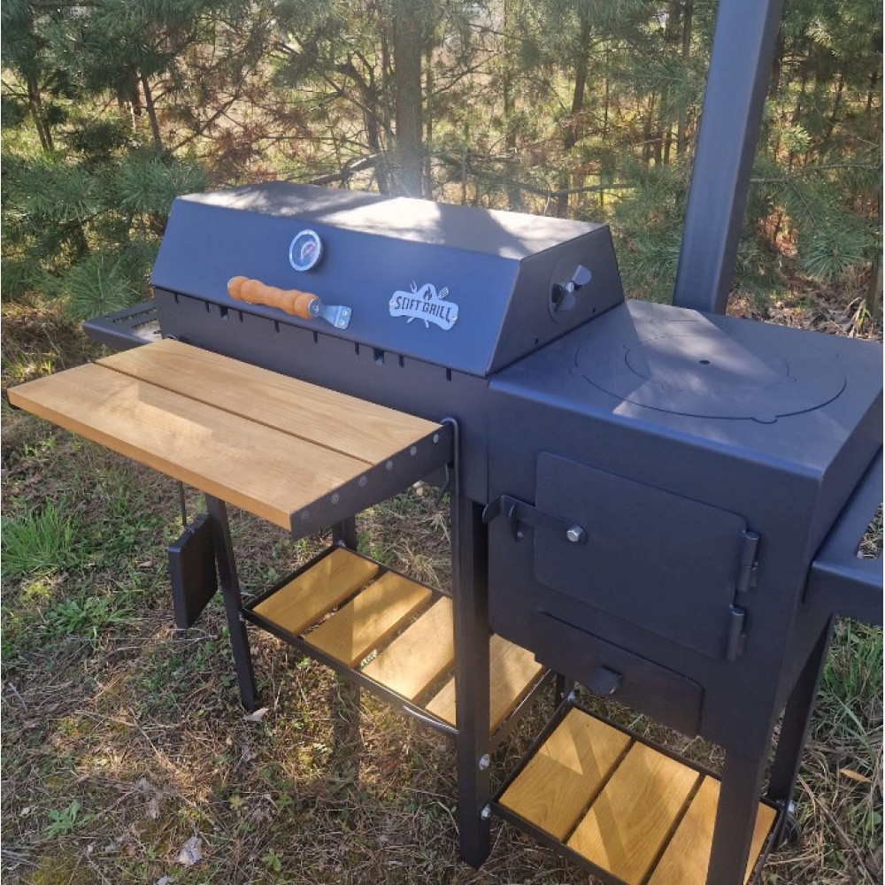 Мангал-гриль 4 мм з пічкою для казана на 8 шампурів