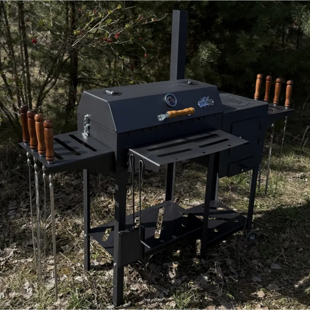 Мангал-гриль 4 мм з пічкою для казана на 8 шампурів