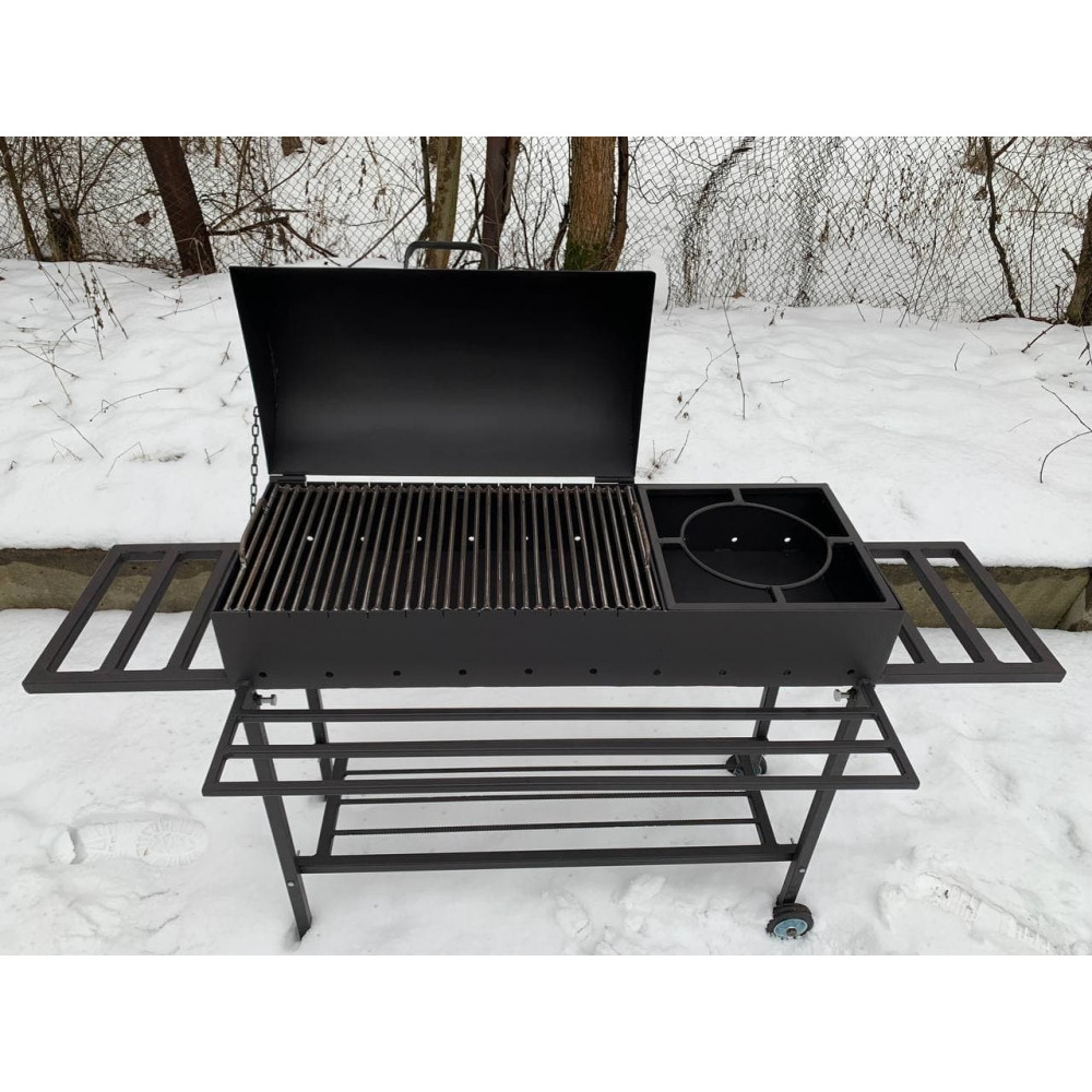 Мангал-гриль 5 мм на 11 шампурів з решіткою-гриль та підставкою під казан + ПОДАРУНОК