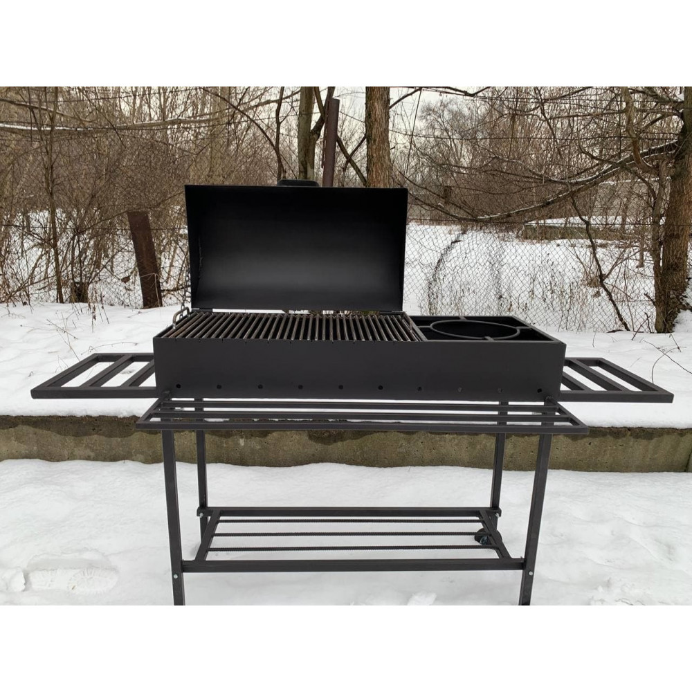 Мангал-гриль 5 мм на 11 шампурів з решіткою-гриль та підставкою під казан + ПОДАРУНОК