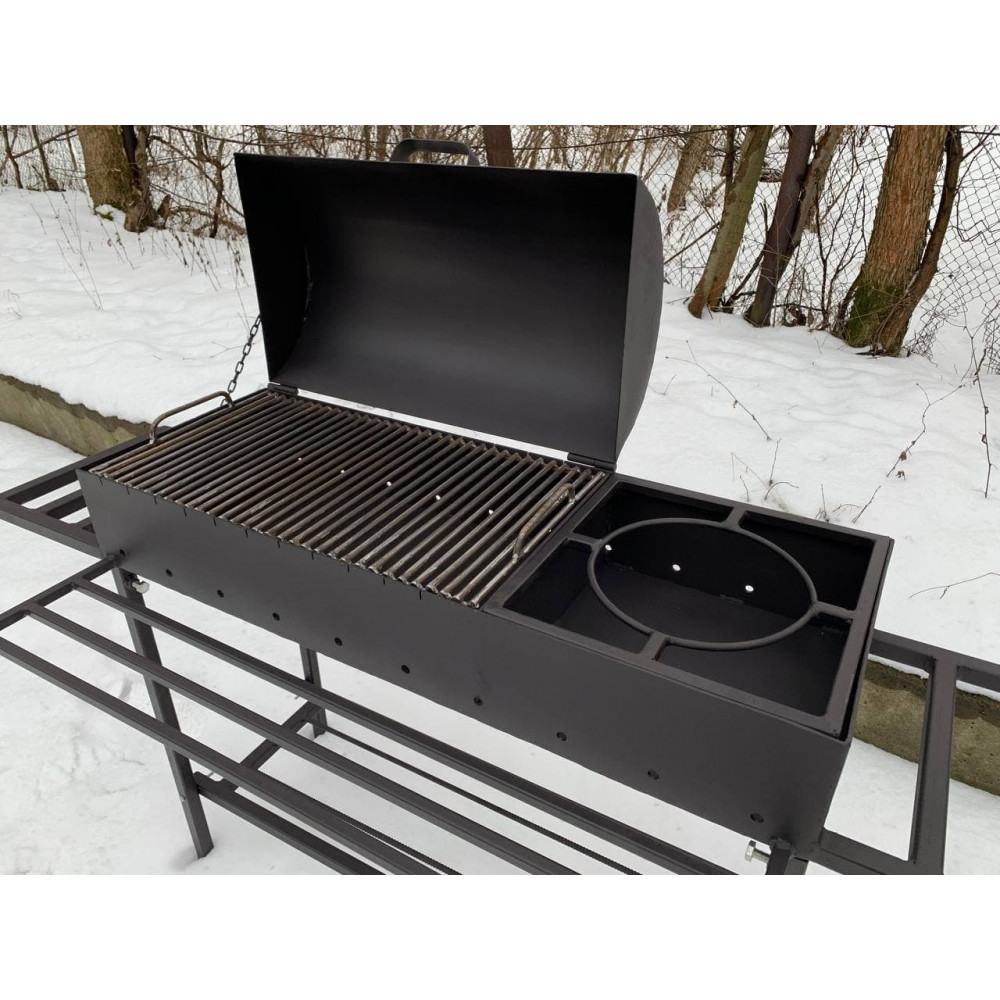 Мангал-гриль 5 мм на 11 шампурів з решіткою-гриль та підставкою під казан + ПОДАРУНОК