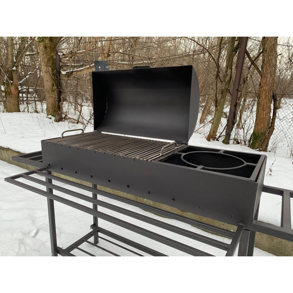 Мангал-гриль 5 мм на 11 шампурів з решіткою-гриль та підставкою під казан + ПОДАРУНОК