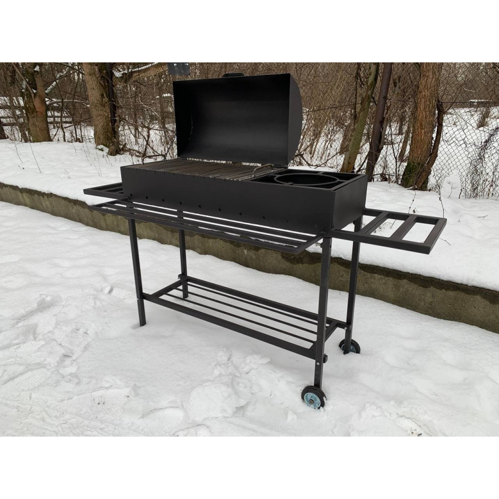 Мангал-гриль 5 мм на 11 шампурів з решіткою-гриль та підставкою під казан + ПОДАРУНОК