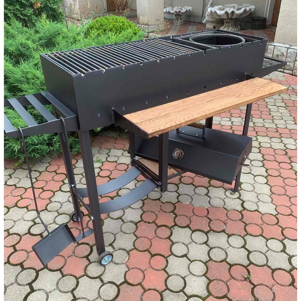 Мангал-гриль 5 мм посилений на 13 шампурів зі зйомною кришкою