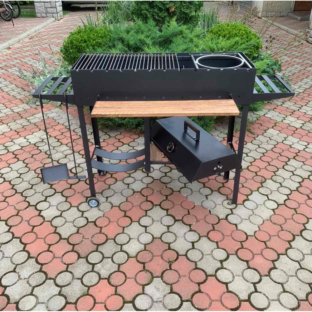 Мангал-гриль 5 мм посилений на 13 шампурів зі зйомною кришкою