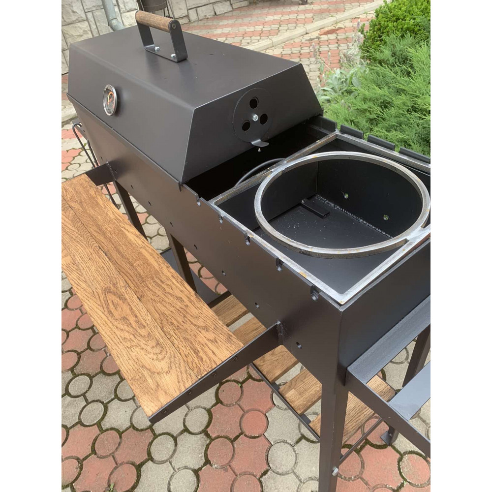 Мангал-гриль 5 мм посилений на 13 шампурів зі зйомною кришкою