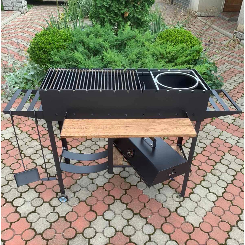 Мангал-гриль 5 мм посилений на 13 шампурів зі зйомною кришкою