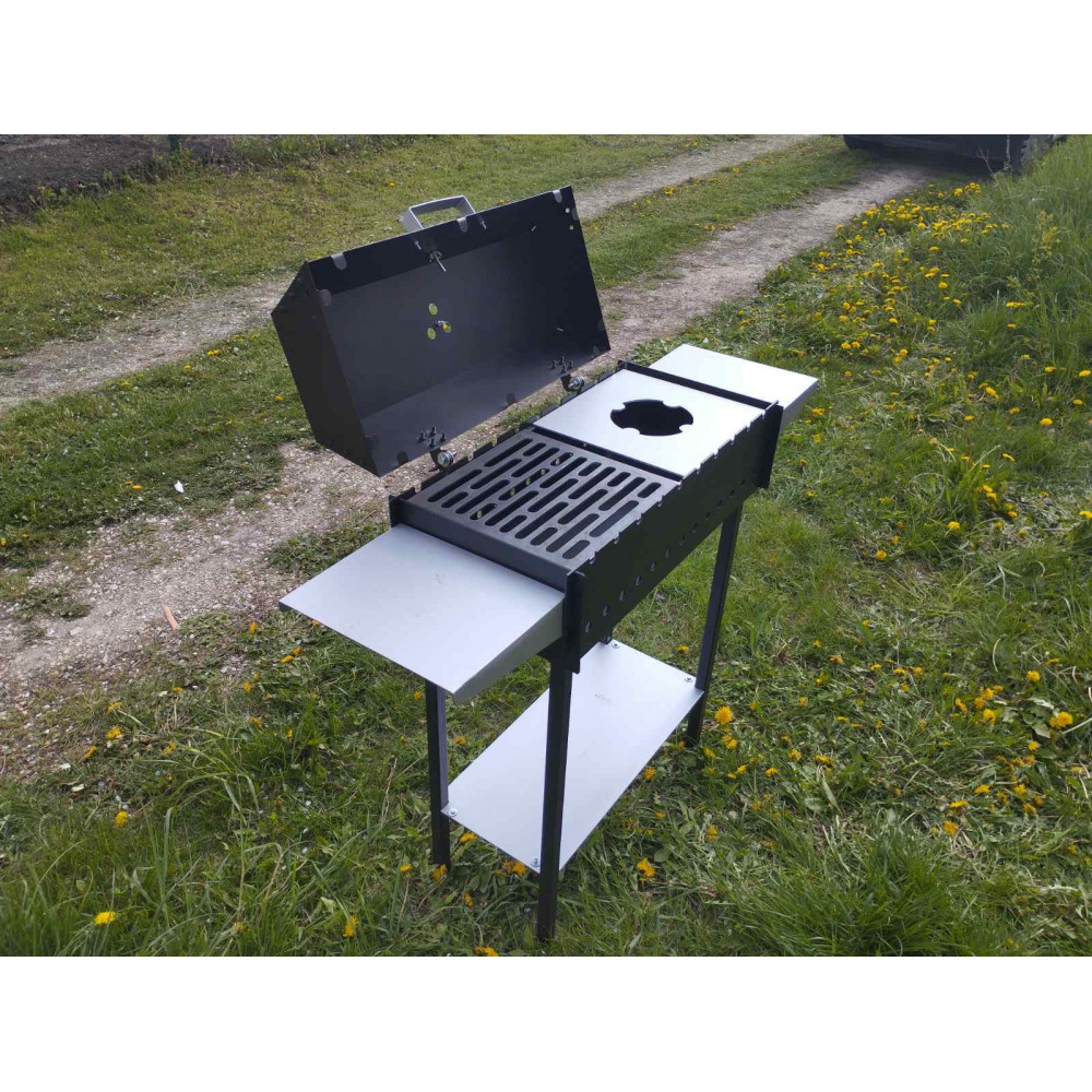 Мангал-гриль розбірний на 10 шампурів з решіткою та підставкою під казан