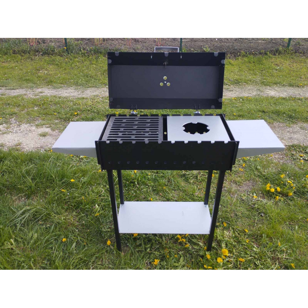 Мангал-гриль розбірний на 10 шампурів з решіткою та підставкою під казан