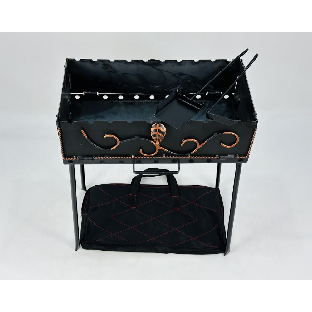 Мангал-чемодан 2 мм на 10 шампурів з чохлом