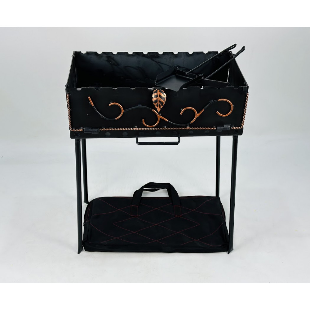 Мангал-чемодан 2 мм на 10 шампурів з чохлом