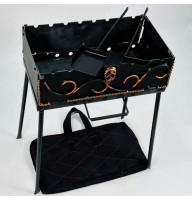 Мангал-чемодан 2 мм на 8 шампуров в чехле, совком и кочергой