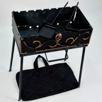 Мангал-чемодан 2 мм на 8 шампурів в чохлі, совком і кочергою