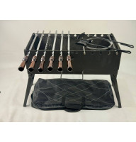Мангал-чемодан 3 мм с шамупрамами, подставкой под котел и чехлом
