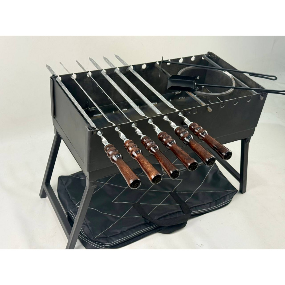 Мангал-чемодан 3 мм з шамупрами, підставкою під казан та чохлом