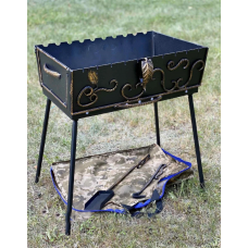 Мангал-чемодан 3 мм на 10 шампурів в чохлі, совком і кочергою