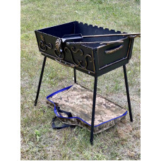 Мангал-чемодан 3 мм на 12 шампурів з чохлом, совком, кочергою