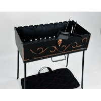 Мангал-чемодан 3 мм на 12 шампуров с чехлом, совком и кочергой