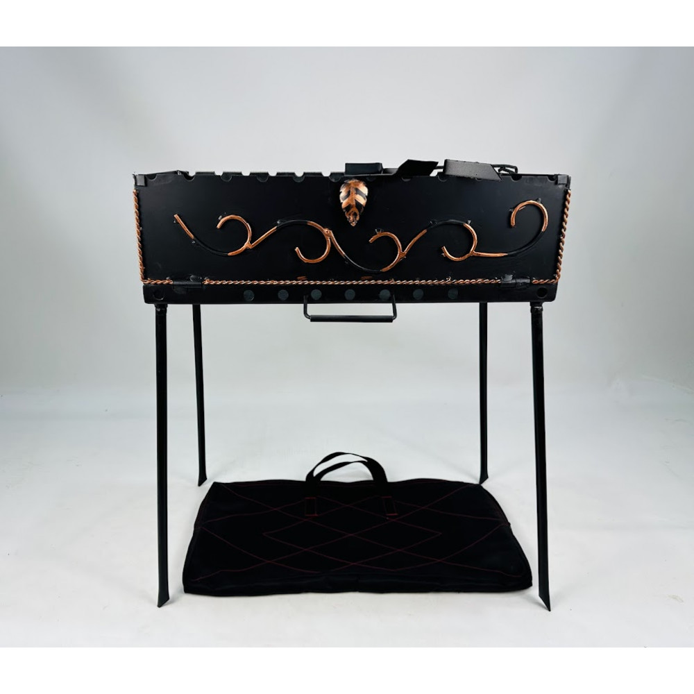 Мангал-чемодан 3 мм на 12 шампурів з чохлом, совком та кочегою