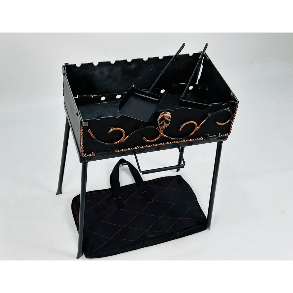 Мангал-чемодан 3 мм на 8 шампурів з чохлом, совком та кочегою