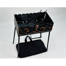 Мангал-чемодан 3 мм на 8 шампурів з чохлом, совком та кочегою