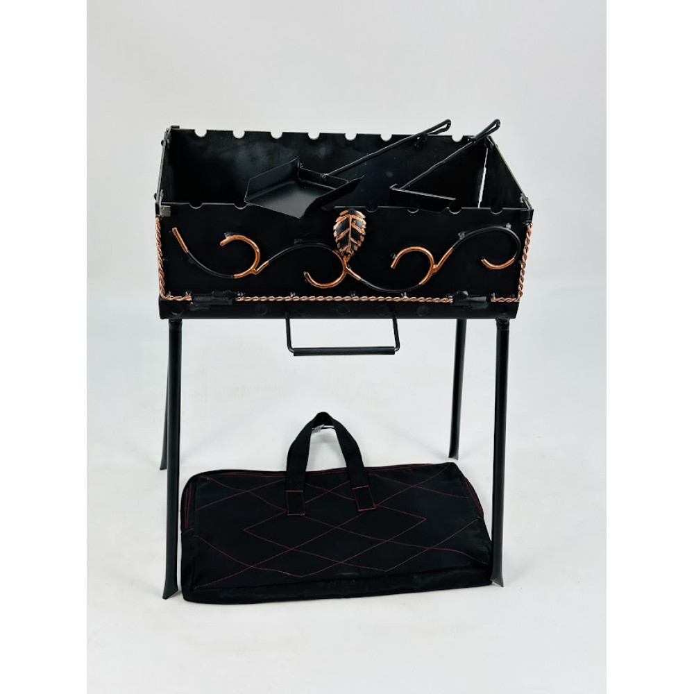 Мангал-чемодан 3 мм на 8 шампурів з чохлом, совком та кочегою