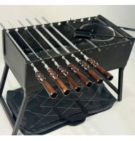 Мангал-чемодан 3 мм з шампурами, підставкою під казан та чохлом