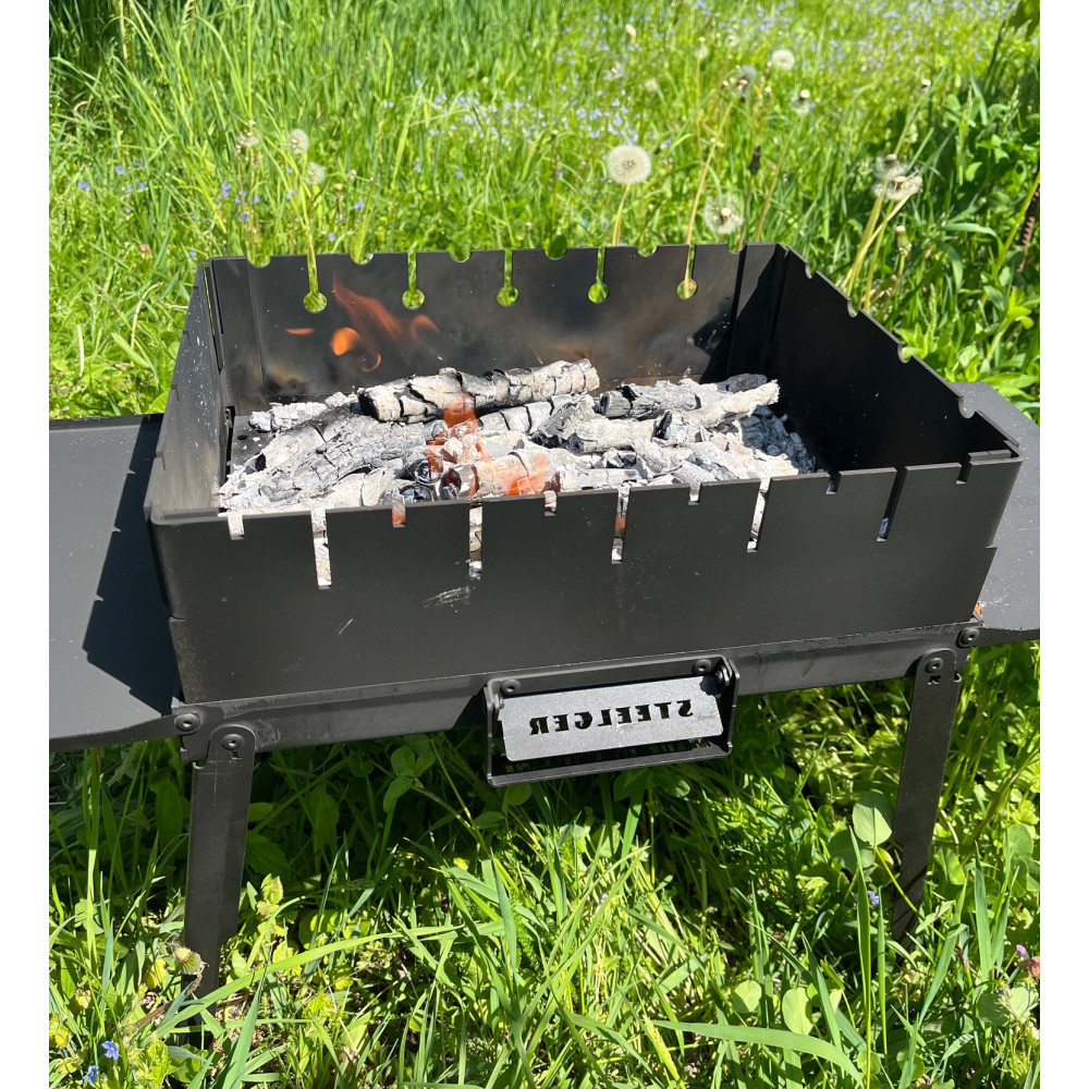 Мангал-чемодан Steelger 3 мм на 6 шампурів з подвійним дном 