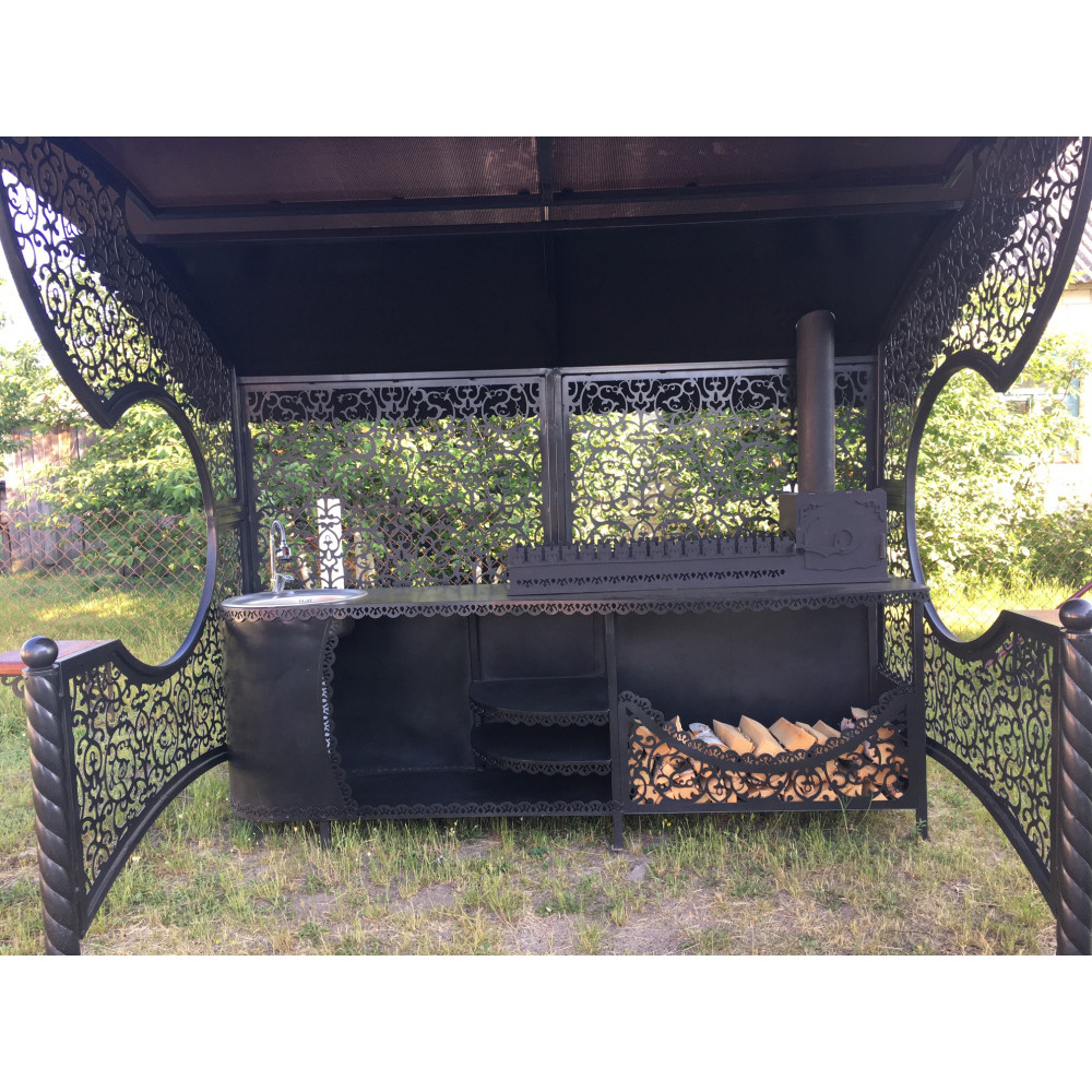 Мангальный комлекс LORD с мойкой и печкой + подарок: набор шампуров