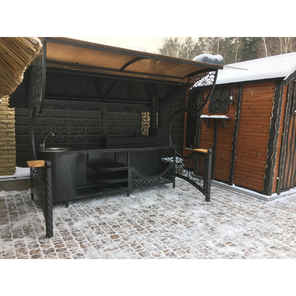 Мангальный комлекс LORD с мойкой и печкой + подарок: набор шампуров