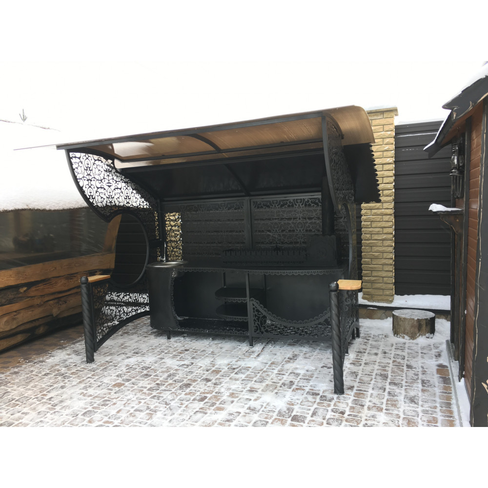 Мангальный комлекс LORD с мойкой и печкой + подарок: набор шампуров