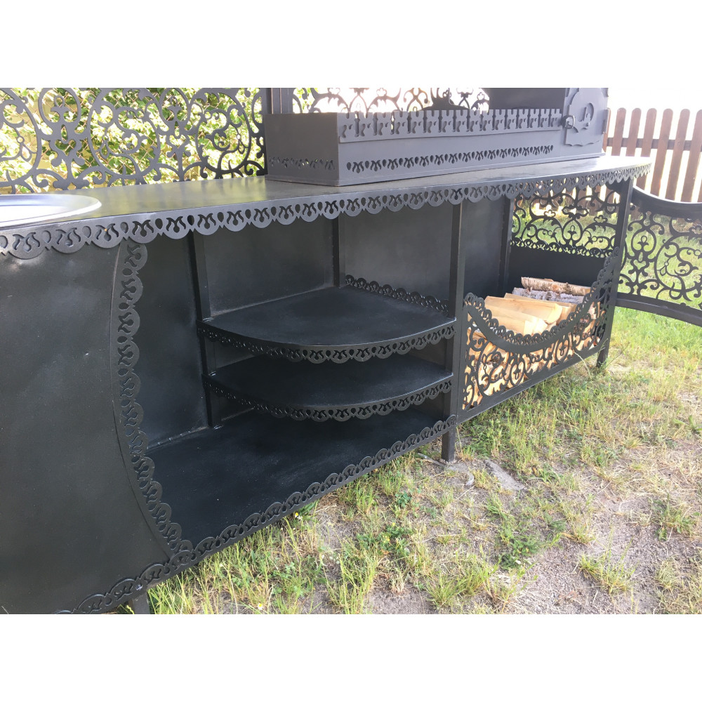 Мангальный комлекс LORD с мойкой и печкой + подарок: набор шампуров