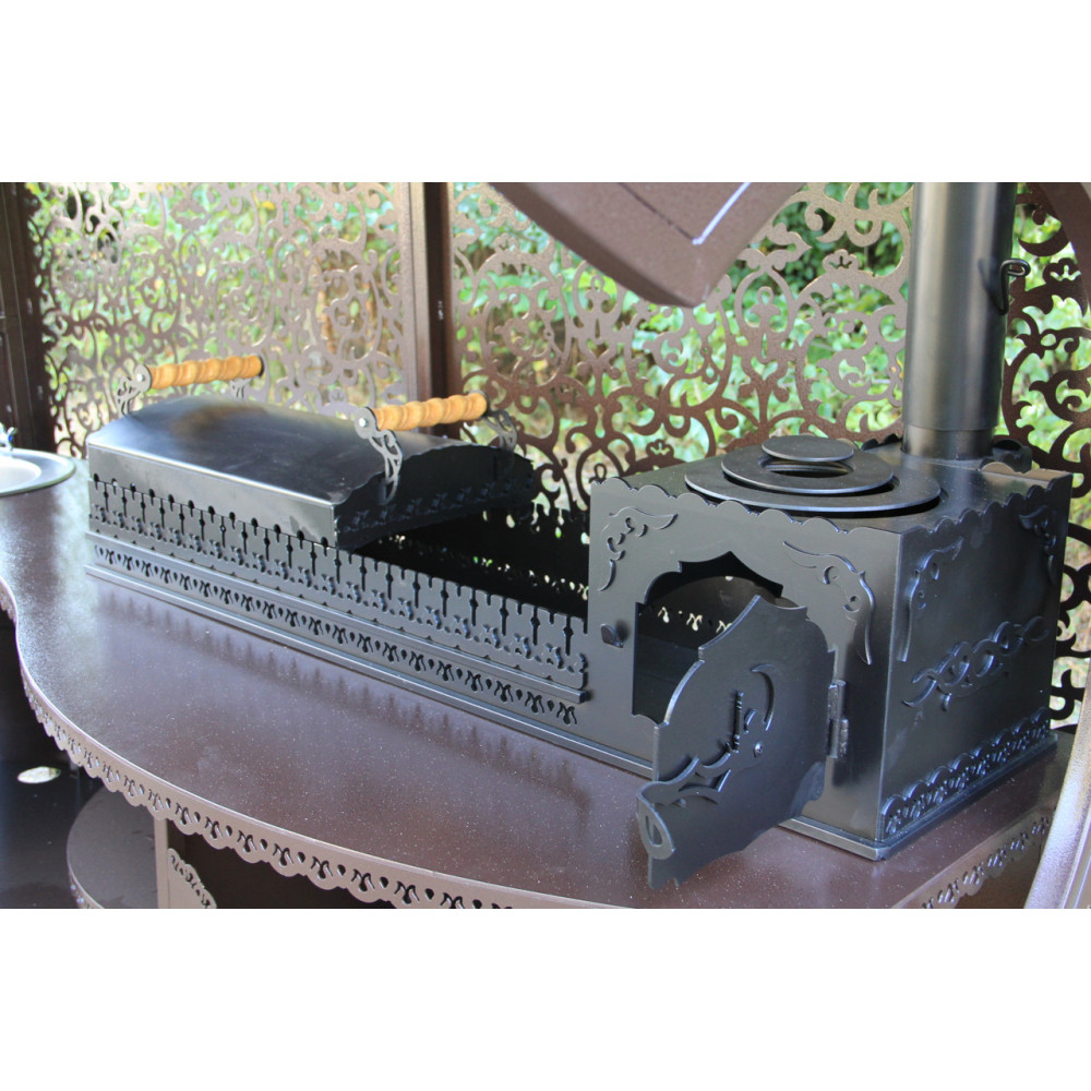 Мангальный комлекс LORD с мойкой и печкой + подарок: набор шампуров