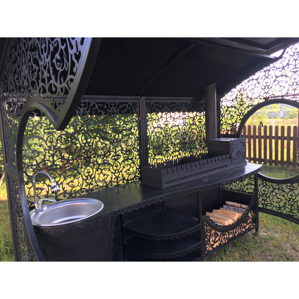 Мангальный комлекс LORD с мойкой и печкой + подарок: набор шампуров