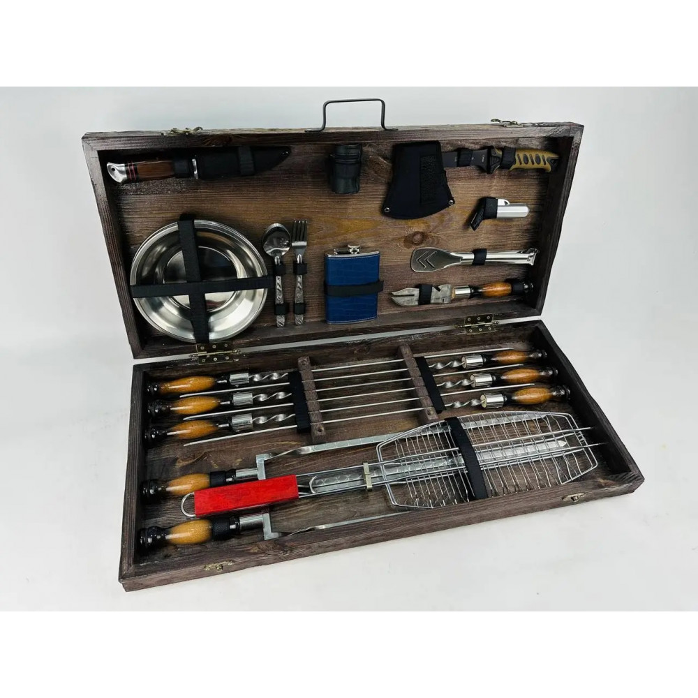 Набір шампурів у дерев'яному кейсі (7503)