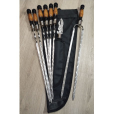 Набор: шампура, вилка, двойной шампур в чехле