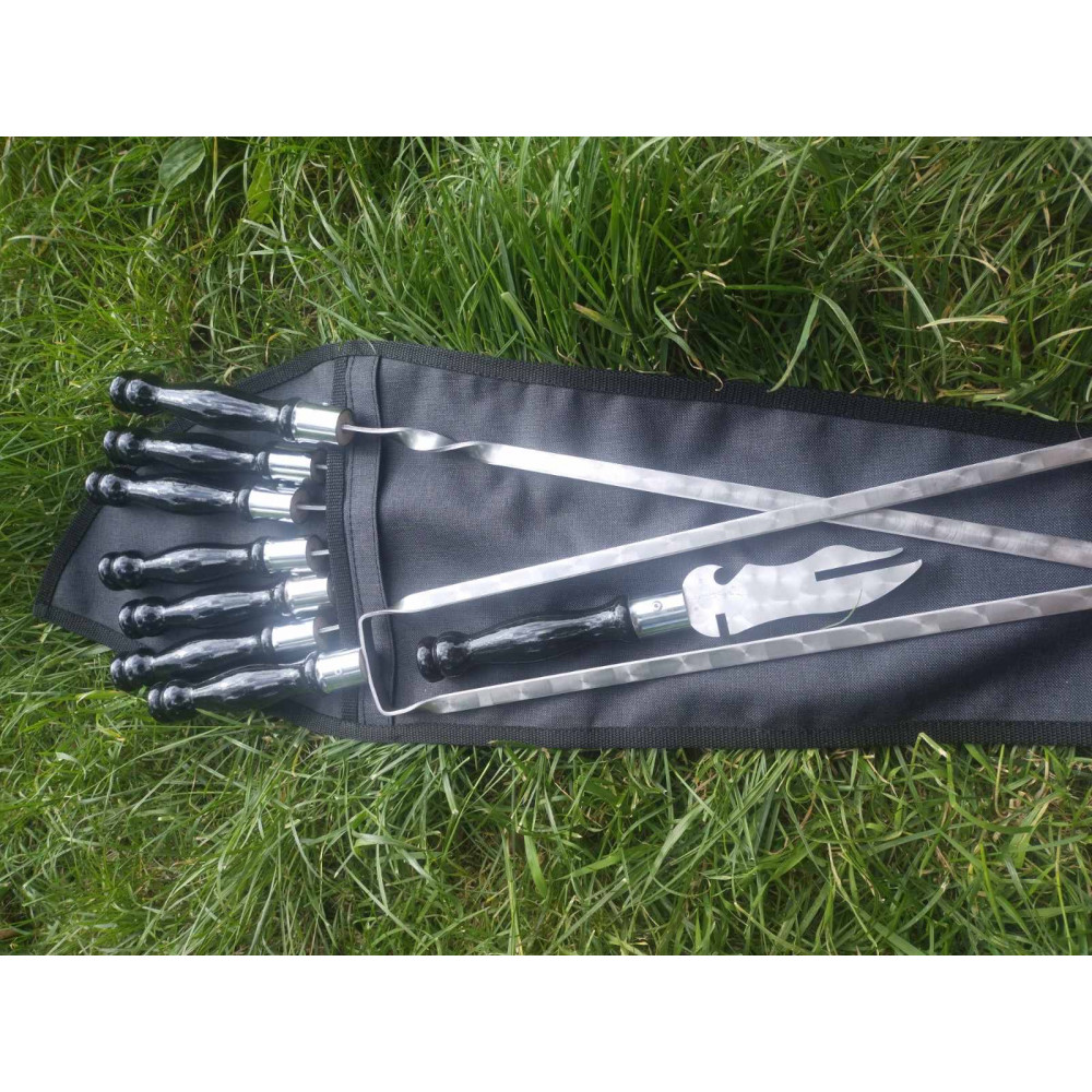 Набір: шампура, виделка, подвійний шампур в чохлі
